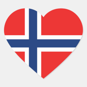 Autocollant de coeur de drapeau de la Norvège