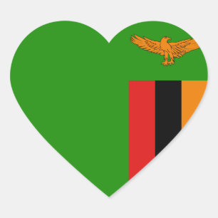 Autocollant de coeur de drapeau de la Zambie