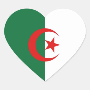 Autocollant de coeur de drapeau de l'Algérie