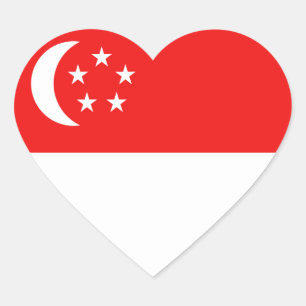 Autocollant de coeur de drapeau de Singapour