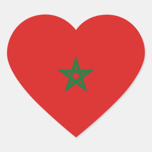 Autocollant de coeur de drapeau du Maroc