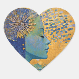 Autocollant de coeur de femme bleue