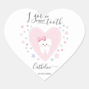 Autocollant de coeur de fille de première dent pe