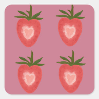 Autocollant de coeur de fraise