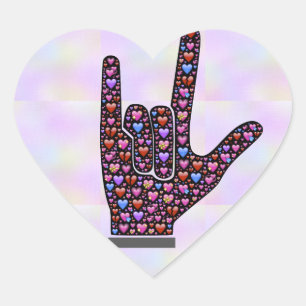 Autocollant de coeur de signe de main d'amour