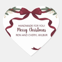 Autocollant de cœur de vacances de Noël de pin de