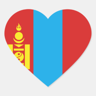 Autocollant de coeur du drapeau de Mongolie