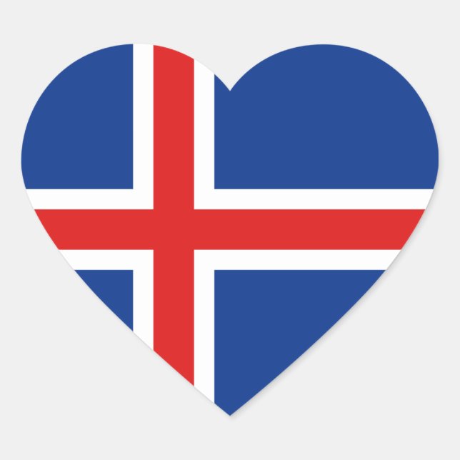 Autocollant de coeur du drapeau islandais (Devant)