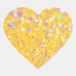 Autocollant de coeur en confettis jaunes