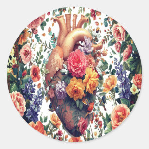 Autocollant de coeur floral Artiste