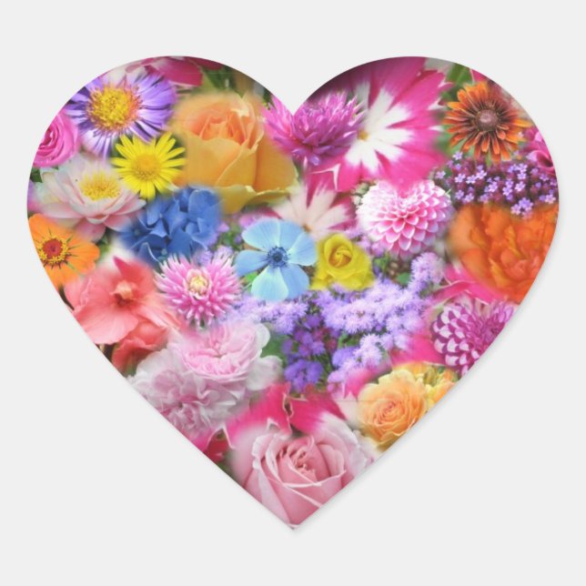 Autocollant de coeur Floral Design (Devant)