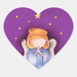 autocollant de coeur pourpre de l'ange de Noël