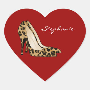 Autocollant de coeur rouge et de talons stylets