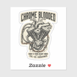 Autocollant de coeur V-Twin Chrome Blooded