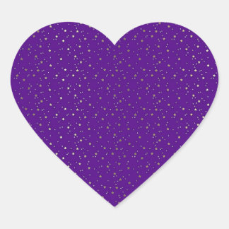 Autocollant de coeur violet minuscule étoile d'or