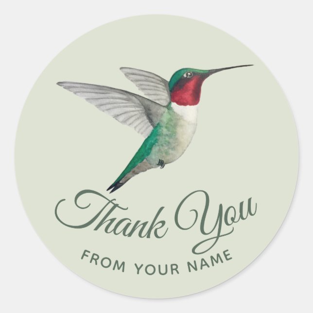 Autocollant de colibri de Merci personnalisé (Devant)