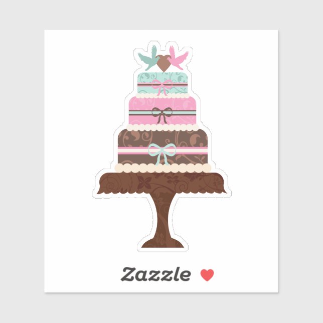 Autocollant de contour de gâteau mariage (Feuille)