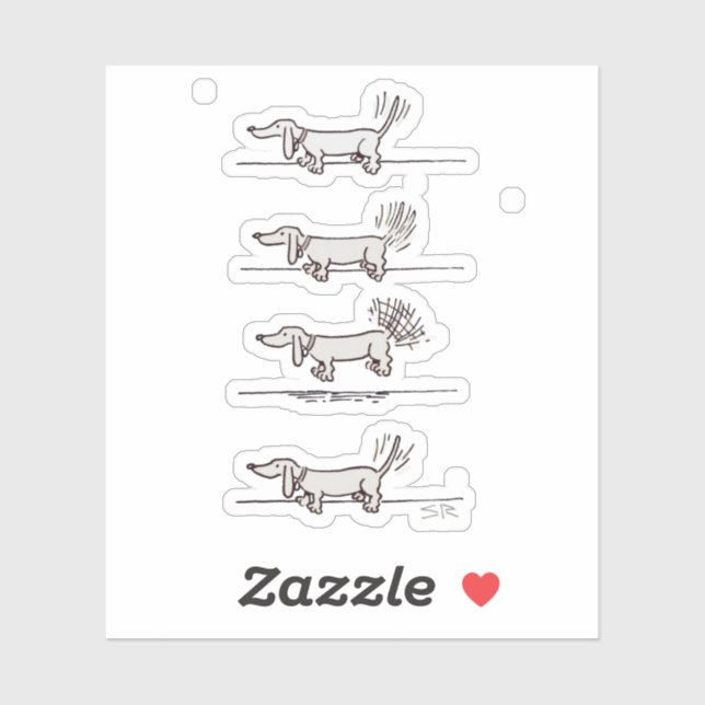 Autocollant de contour gris Dachshund (Feuille)