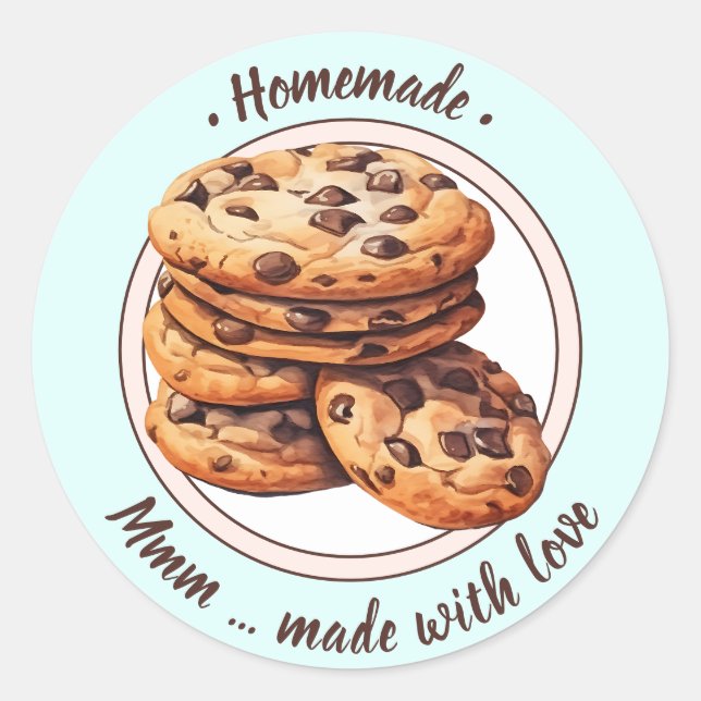 Autocollant de cookies d'aquarelle texte personnal (Devant)