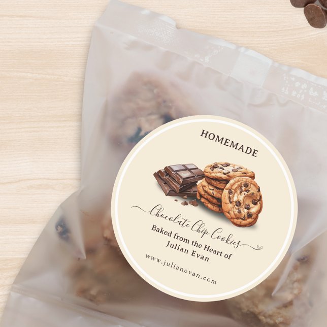 Autocollant de cookies faits maison avec pépites d (Watercolor Homemade Chocolate Chip Cookies Sticker)