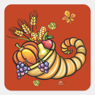 Autocollant de corne d'abondance de thanksgiving -