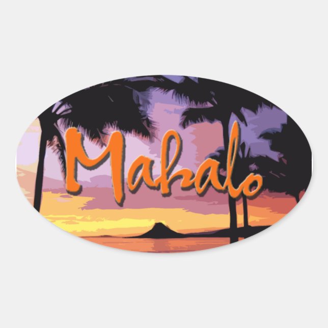 Autocollant de coucher du soleil de Mahalo (Devant)