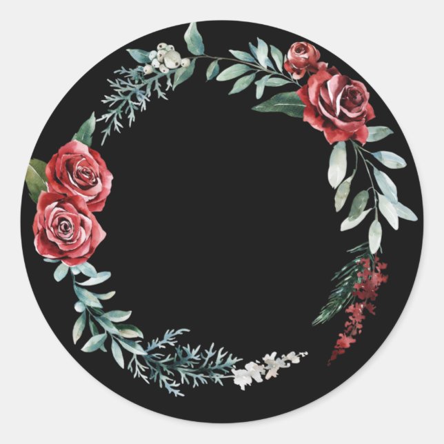 Autocollant de couronne de roses pour les vacances (Devant)