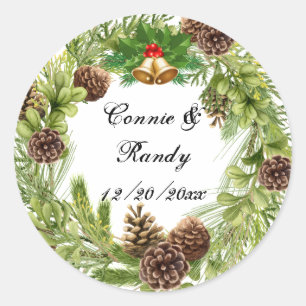 Autocollant de couronne Mariage de Noël