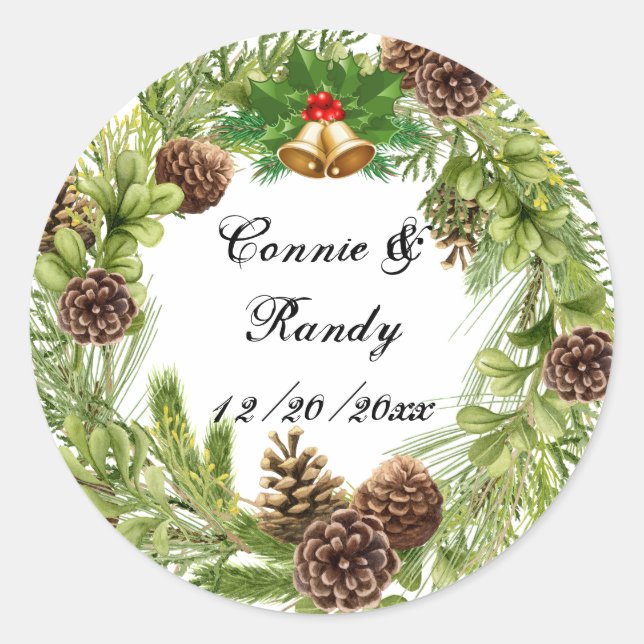 Autocollant de couronne Mariage de Noël (Devant)