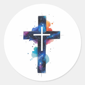 Autocollant de croix chrétienne de la galaxie de l