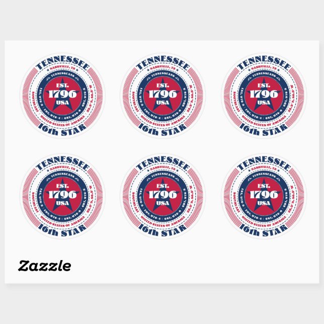 Autocollant de design circulaire Patriotic Tenness (Feuille)