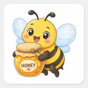 Autocollant de dessin animé d'abeille mignonne por
