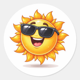 Autocollant de dessin animé de soleil cool portant
