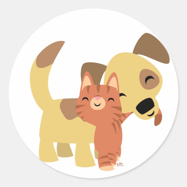 Autocollant de dessin animé Kitty & Doggy (Devant)
