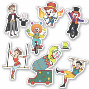 Autocollant de dessin moderne de cirque coloré