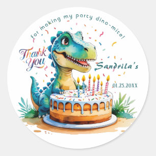Autocollant de dinosaure d'anniversaire à l'aquare