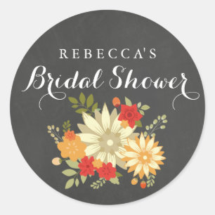 Autocollant de douche de mariage de feuillage de p