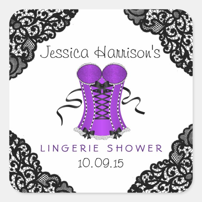 Autocollant de douche en dentelle violette et en d (Devant)