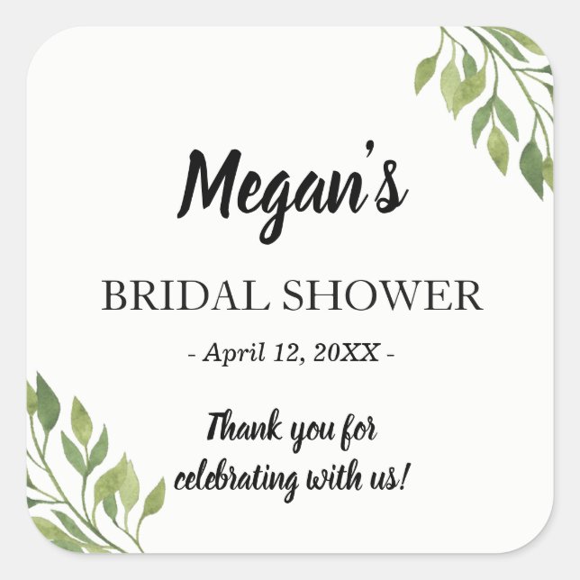 Autocollant de douche nuptiale verte | faveur merc (Devant)