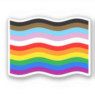 Autocollant de drapeau arc-en-ciel à rayures ondul