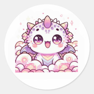 Autocollant de fantaisie de dragon axolotl rose mi