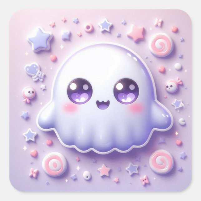 Autocollant de fantôme pastel kawaii artisanat Hal (Devant)