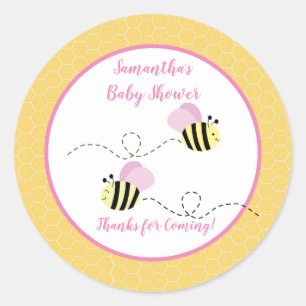 Autocollant de faveur d'abeille bourdon jaune rose