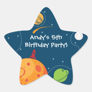 Autocollant de faveur d'anniversaire d'astronaute