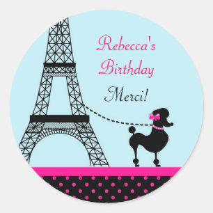 Autocollant de faveur d'anniversaire de fille de