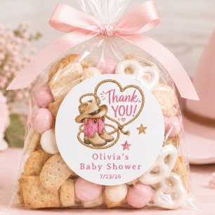 Autocollant de faveur de Baby Shower Cowboy Rose