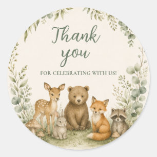 Autocollant de faveur de Baby Shower en forêt