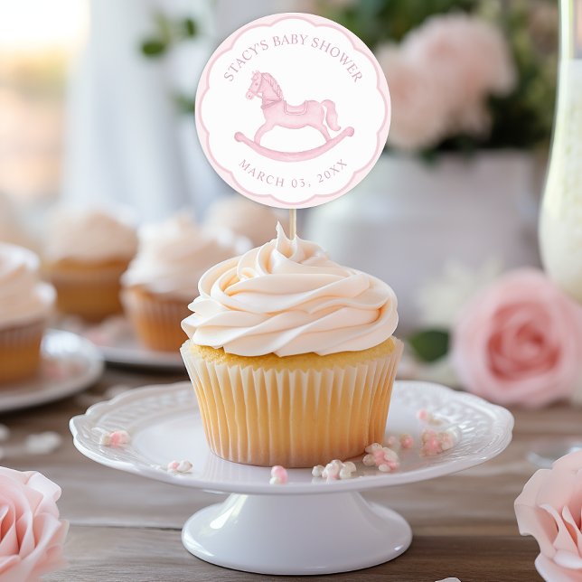 Autocollant de faveur de Baby Shower Fille Cheval  (Baby Shower Favor Sticker)