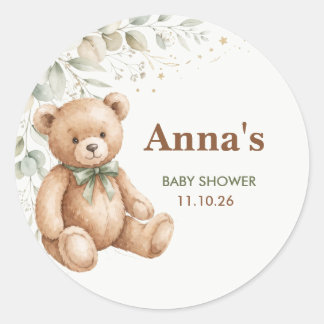 Autocollant de faveur de Baby Shower Ourson Eucaly