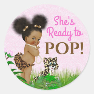 Autocollant de faveur de Baby Shower Safari Fille